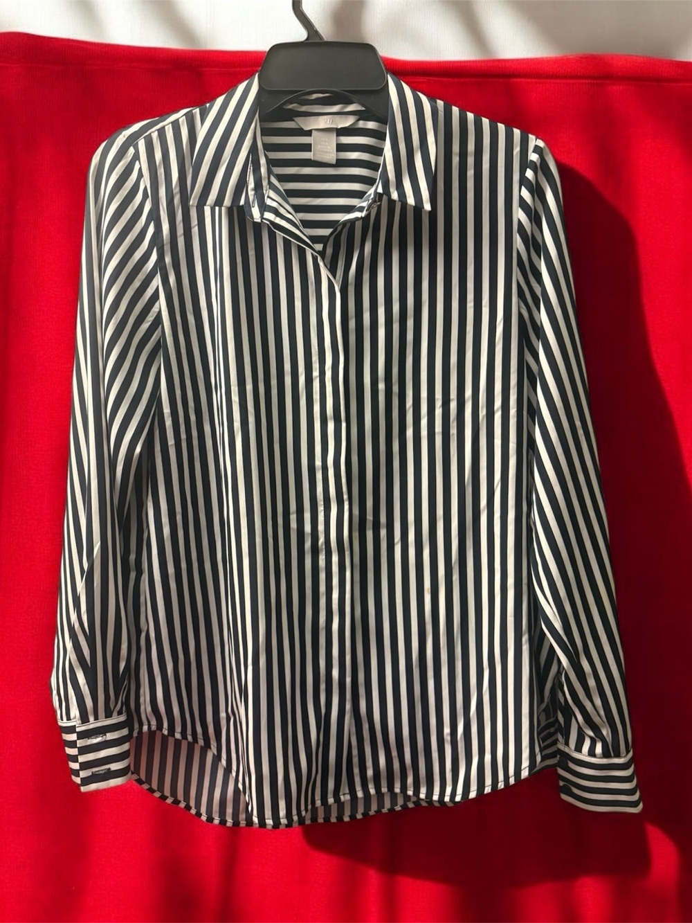 H&M Black and White Vertical Stripe Button-Down Shirt